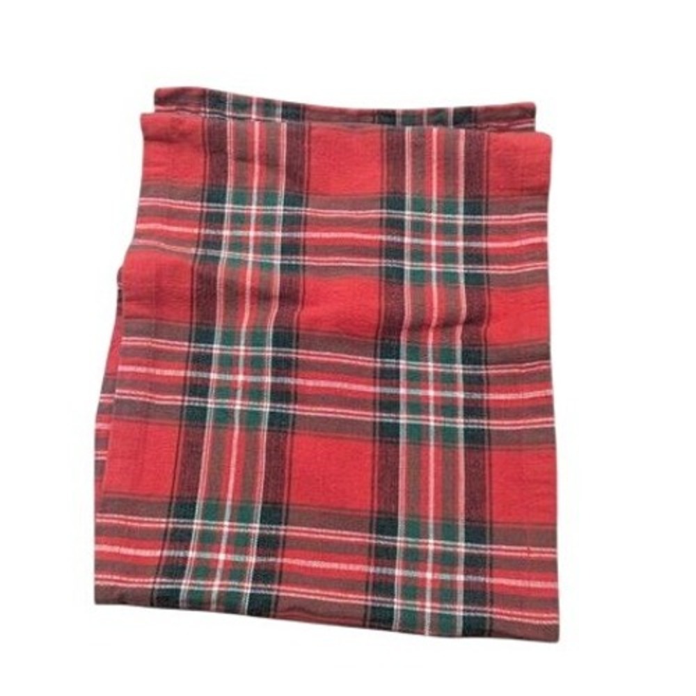Pier 1‎ Imports Red Plaid Table Runner Tartan Holiday Christmas Decor 72x14